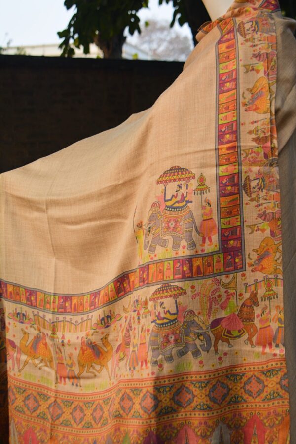 Multicolor Ethnic Printed Shawl with Cultural Motifs - Image 3