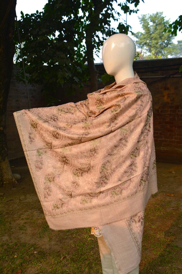 Embroidered Cashmere Shawl with Paisley Motifs - Image 3