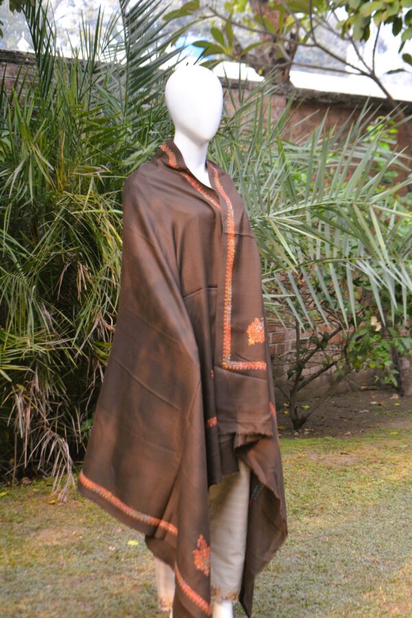 Brown Sui Shawl - Embroidered Decoration - Image 3