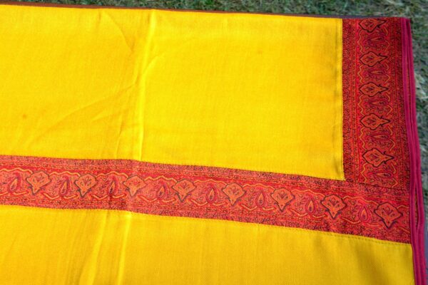 Kani Shawl with Scarlet Patch Border – Golden Yellow - Image 2