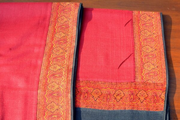 Kani Shawl with Scarlet Patch Border – Deep Maroon - Image 4