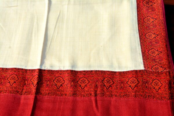 Kani Shawl with Scarlet Patch Border – Seashell - Image 4